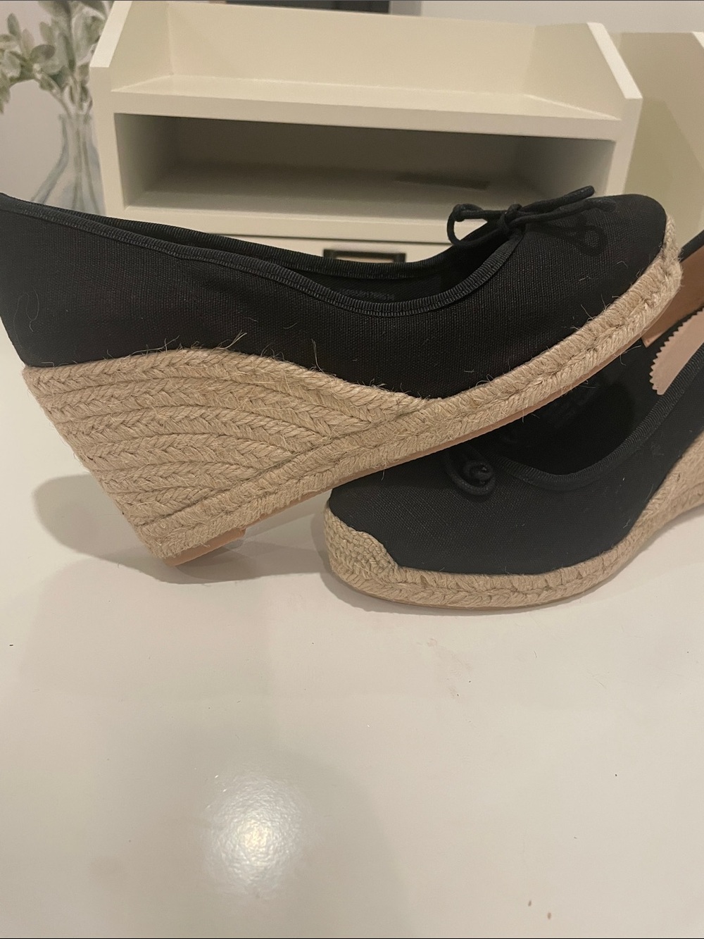 J. Crew Black Canvas Wedge Heel Espadrille. These look new.